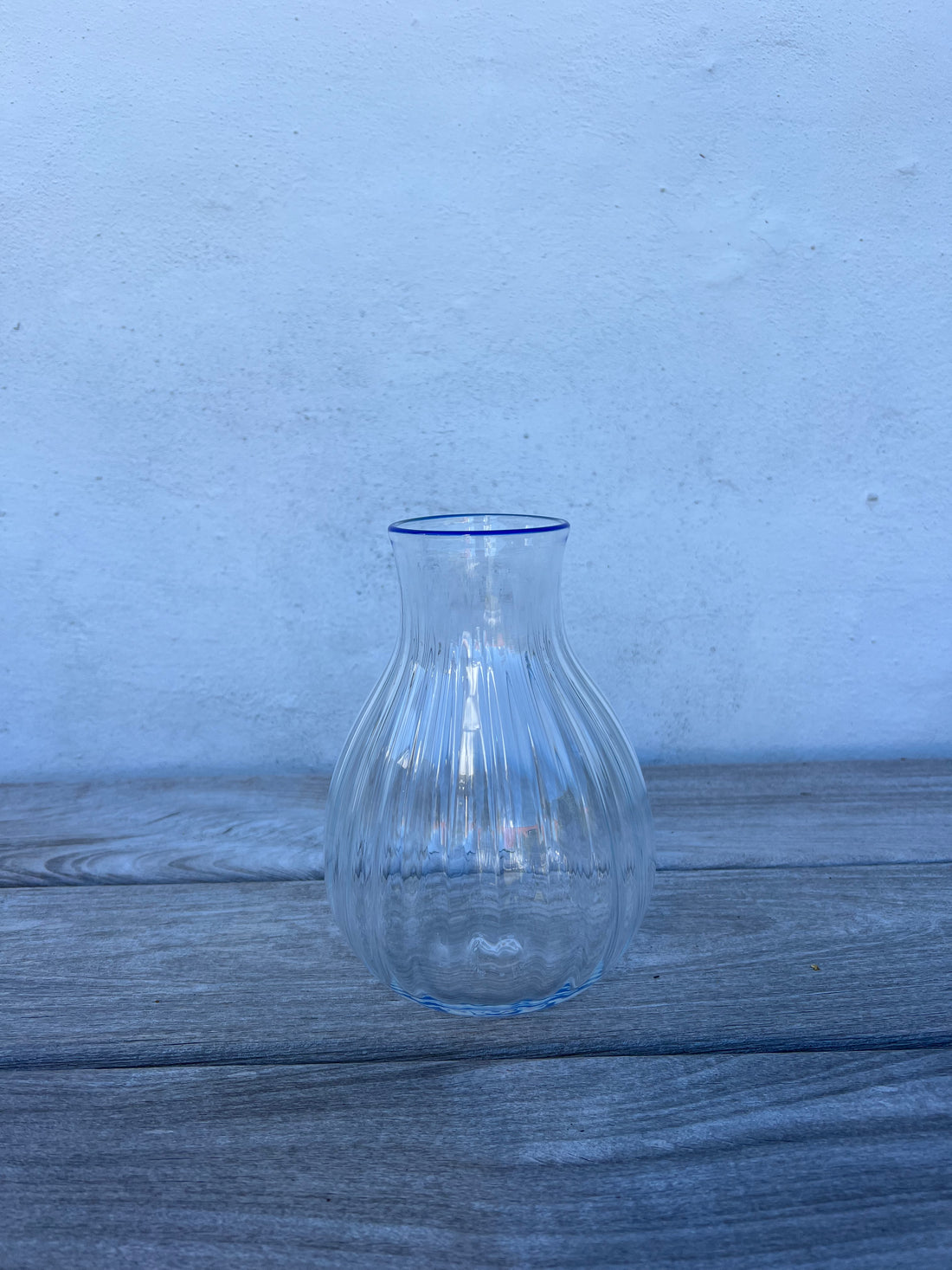 Klar glas blå top 22 cm